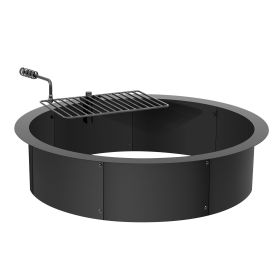 Fire Pit Ring, Fire Pit Insert with Barbecue Fire Ring, 35-In Outer/31-In Inner Diameter, 8.5in Height