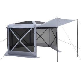 Pop up Gazebo Screen Tent, 12 x 12 ft Large 6-Sided Camping Canopy Tent with Removable Top & Carry Bag, Quick-Set & Bite-Proof (Color: Gray, size: 12 x 12 ft)