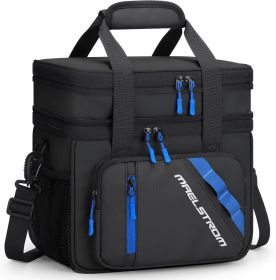 Maelstrom Lunch Box, 20L Insulated Lunch Bag for Men Women, Expandable Double Deck Leakproof Cooler Bag with 6 Pockets (Color: Black)