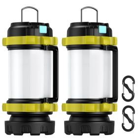 2Pcs Camping Lantern Rechargeable Flashlight Torch Power Bank Portable Tent Light Lamp USB Rechargeable for Hiking Fishing Emergency Outdoor (Color: Green)